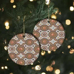Aboriginal Dot Painting Ornament Campsite Pattern Ceramic Ornament