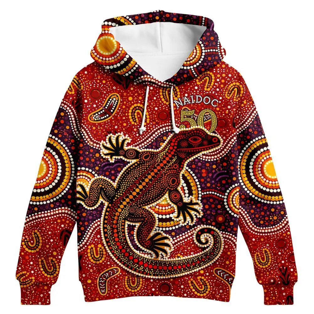 Aboriginal Dot Painting Hoodie Goanna 50 Years Of Deadly Zip Up Hoodie