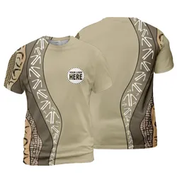 Aboriginal Rarrk Custom Logo Men's T-Shirt Hunting Grey Brown