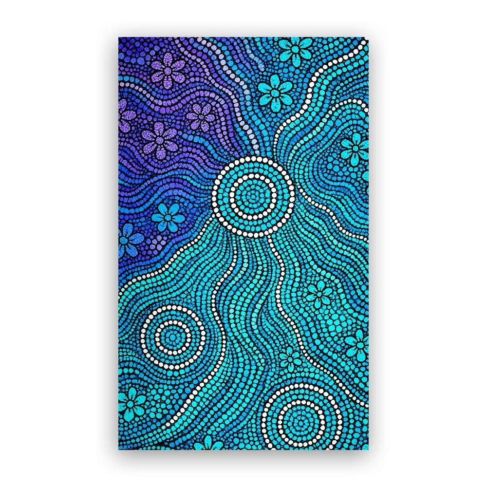 Aboriginal Dot Painting Carpet Rug Flow Of The Sea Blue