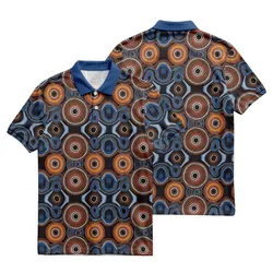 Aboriginal Dot Painting Polo Shirt Running Water Pattern Blue Rarrk