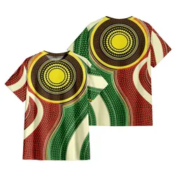 Aboriginal Dot Painting T-Shirt Sun Flow Red And Green