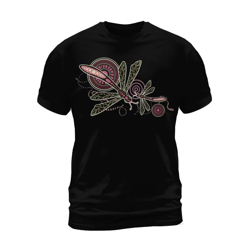 Aboriginal Dot Painting Women Shirt Dragonfly Mauve