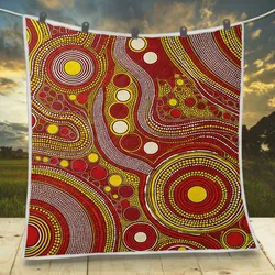 Aboriginal Dot Painting Quilt Circles Of Connection Red