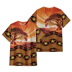 Aboriginal Urban T-Shirt Roots Of Country Red Orange Dot Painting