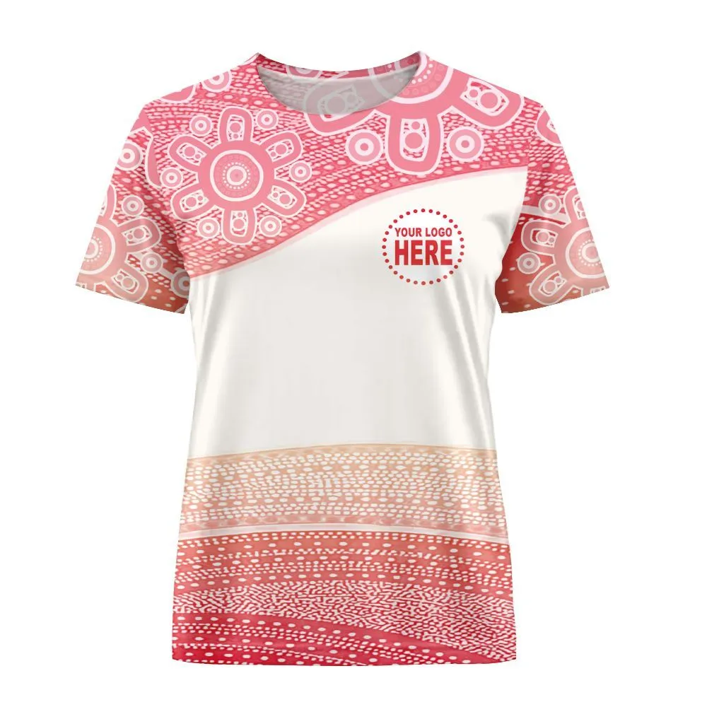 Aboriginal Dot Painting Custom Logo Women T-Shirt Waterhole Pastel