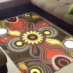 Aboriginal Dot Painting Carpet Rug Red Earth
