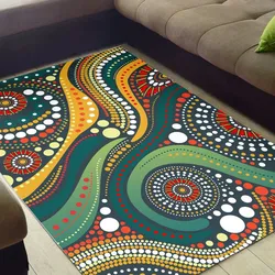Aboriginal Dot Painting Carpet Rug Waterhole Green