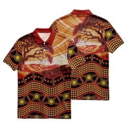 Aboriginal Urban Polo Shirt Roots Of Country Red Orange Dot Painting