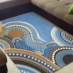 Aboriginal Dot Painting Carpet Rug Waterhole Blue