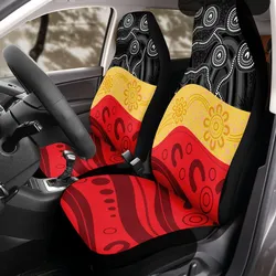 Aboriginal Dot Painting Car Seat Cover Tree And Mountain Black Red