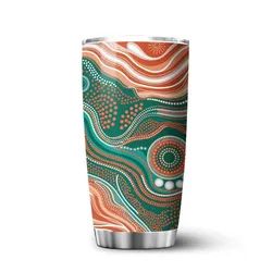Aboriginal Dot Painting Tumbler Running River Green Orange
