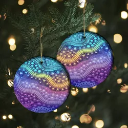 Aboriginal Dot Painting Ornament Aurora Spirit Ceramic Ornament
