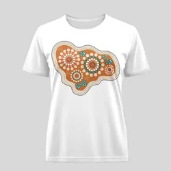 Aboriginal Dot Painting Women Shirt Waterhole Orange