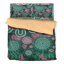 Aboriginal Dot Painting Bedding Set Spirit Bushland Deep Green