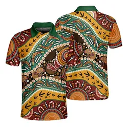 Aboriginal Dot Painting Men's Polo Shirt Hunting Emu