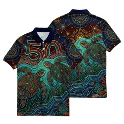 Aboriginal Dot Painting Polo Shirt NAIDOC 2026 Green Sea Turtle Dot Artwork