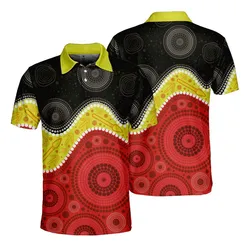Aboriginal Dot Painting Men's Polo Shirt Red Earth Hunt
