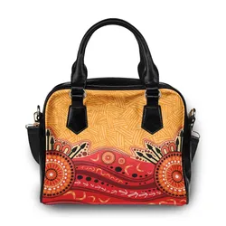 Aboriginal Rarrk Shoulder Handbag Boomerang Spear Red Orange Dot Painting