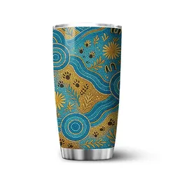 Aboriginal Dot Painting Tumbler Waterhole And Plants