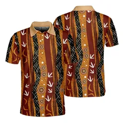 Aboriginal Rarrk Men's Polo Shirt Emu Hunting Ochre Orange