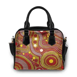 Aboriginal Dot Painting Shoulder Handbag Circles Of Connection Red