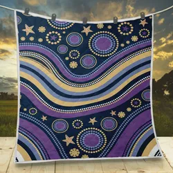 Aboriginal Dot Painting Quilt Ocean Spirits Blue Purple Urban
