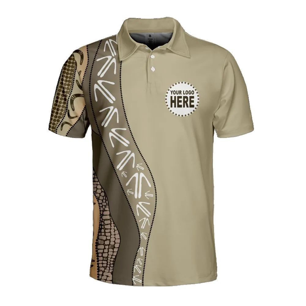 Aboriginal Rarrk Custom Logo Men's Polo Shirt Hunting Grey Brown