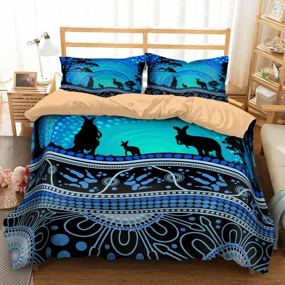 Aboriginal Urban Bedding Set Songlines Of The Sky Blue