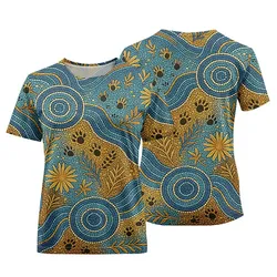 Aboriginal Dot Painting Women T-Shirt Waterhole And Plants