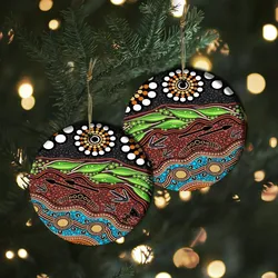 Aboriginal Dot Painting Ornament Hunter’s Journey Ceramic Ornament