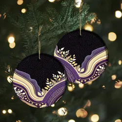 Aboriginal Dot Painting Ornament Running Waterhole Purple Urban Ceramic Ornament