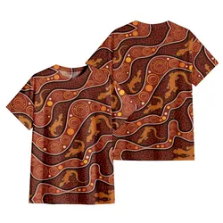 Aboriginal Dot Painting T-Shirt Goanna Red
