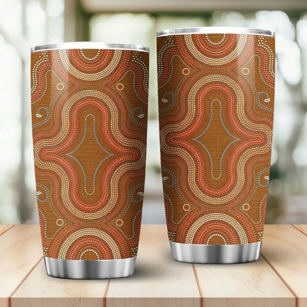 Aboriginal Dot Painting Tumbler Red Earth Paths