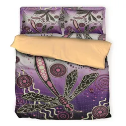 Aboriginal Dot Painting Bedding Set Dragonfly Mauve Urban