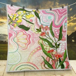Aboriginal Urban Quilt Wattle Eucalyptus Blossom Peach Pastel