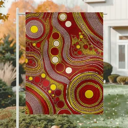 Aboriginal Dot Painting Garden Flag Circles Of Connection Red