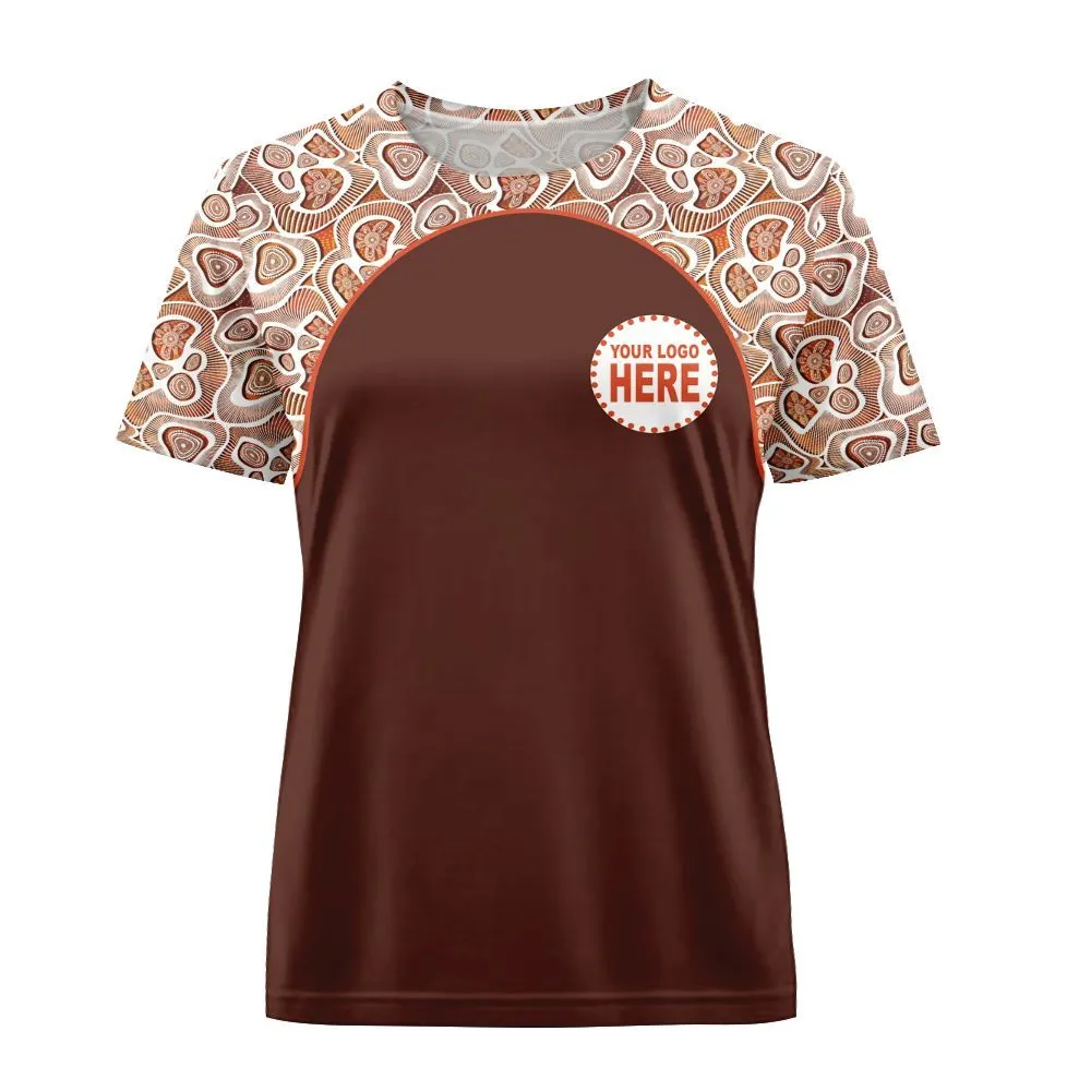 Aboriginal Rarrk Custom Logo Women T-Shirt Meeting Place White
