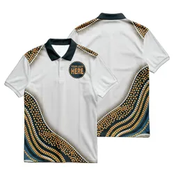 Aboriginal Dot Painting Custom Logo Polo Shirt Water Pathways