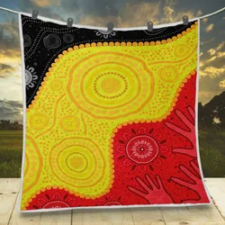 Aboriginal Dot Painting Quilt Hand Prints Black Red