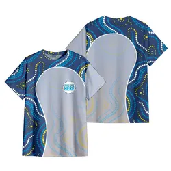 Aboriginal Dot Painting Custom Logo T-Shirt Running Water Royal Blue