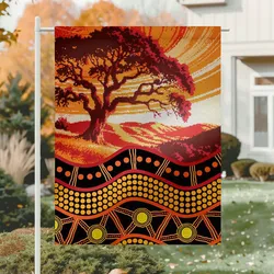 Aboriginal Urban Garden Flag Roots Of Country Red Orange Dot Painting