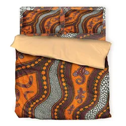 Aboriginal Dot Painting Bedding Set Hunting Goanna Orange