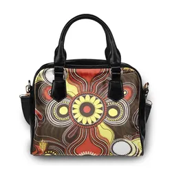 Aboriginal Dot Painting Shoulder Handbag Red Earth