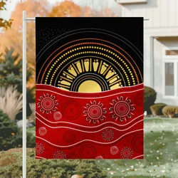 Aboriginal Dot Painting Garden Flag Sunset Black Red