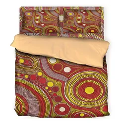 Aboriginal Dot Painting Bedding Set Circles Of Connection Red