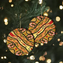 Aboriginal Dot Painting Ornament Hunting Journey Ochre Ceramic Ornament