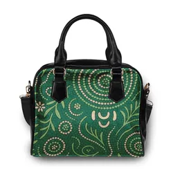 Aboriginal Dot Painting Shoulder Handbag Plants Pattern Green