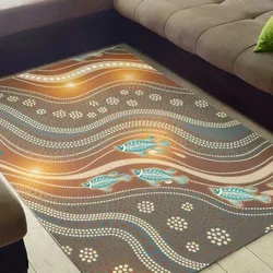 Aboriginal Dot Painting Carpet Rug Fish Rarrk