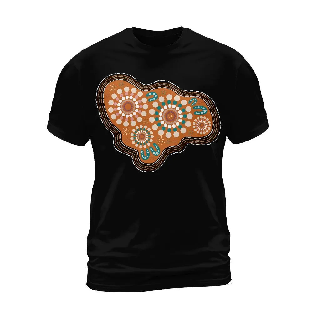 Aboriginal Dot Painting Women Shirt Waterhole Orange